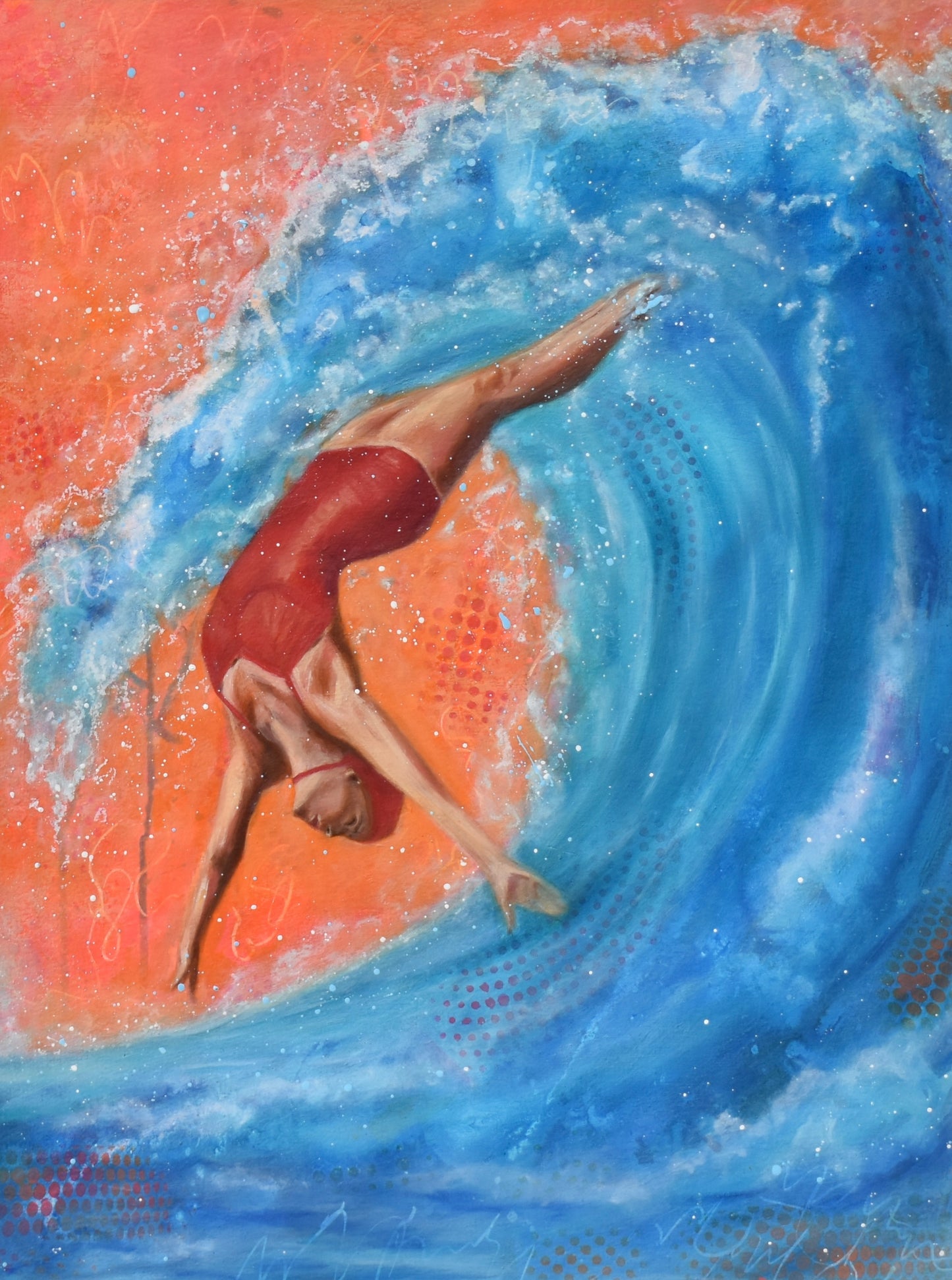 Springboard - Original Painting Framed and Matted